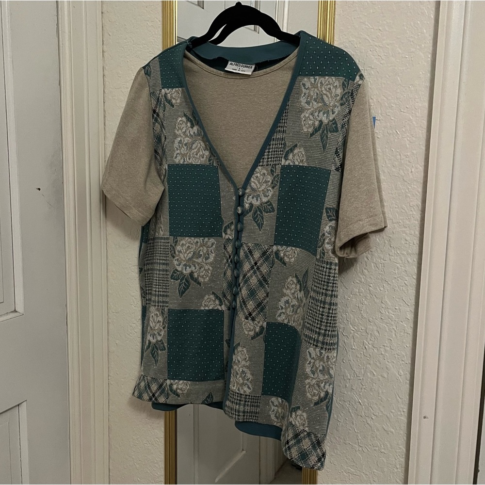 Patterned Top with different prints. The top includes buttons.